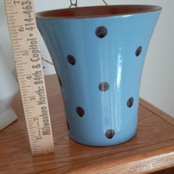 Polka dotted blue vase. made in Portugal. 