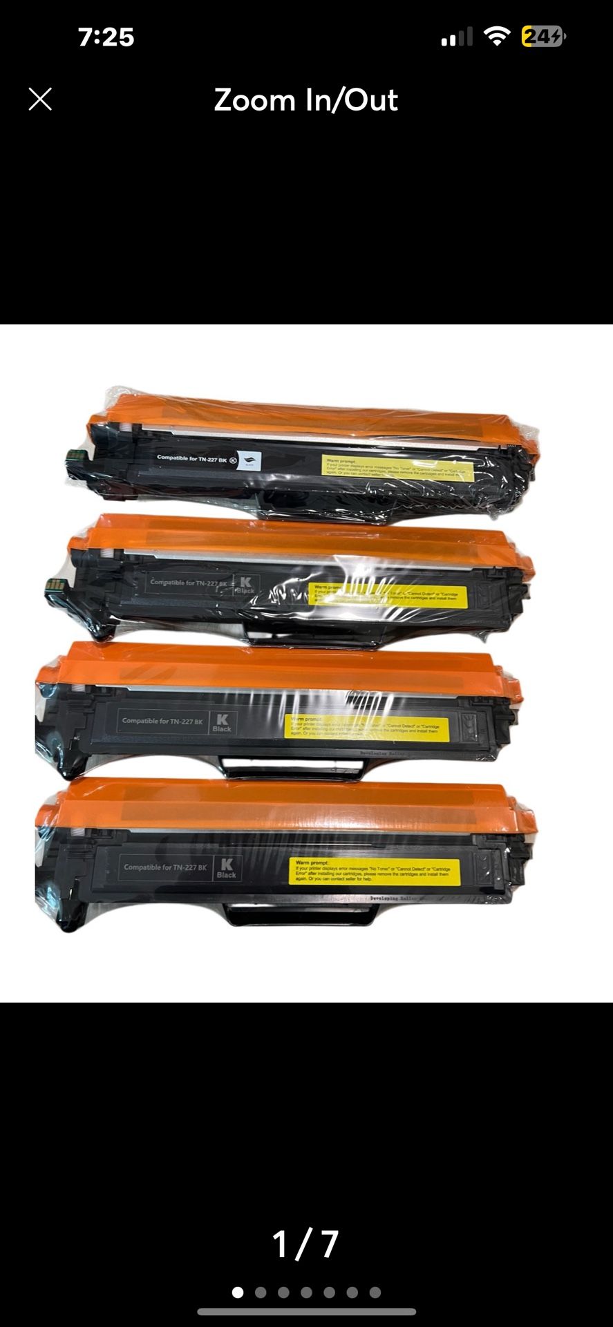 4 New Compatible TN-227BK Black Toner Cartridges for Brother Color Laser Printer