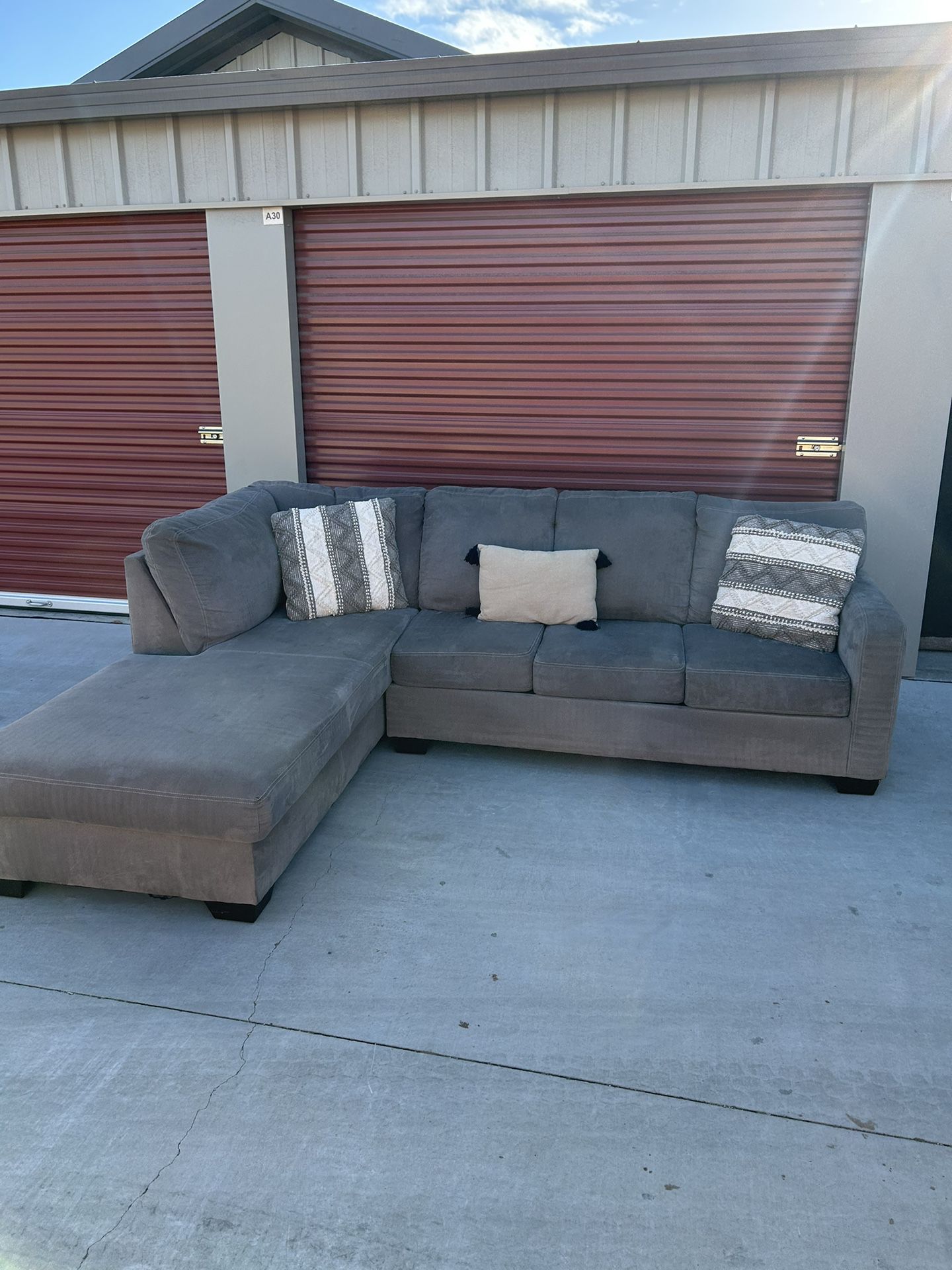 FREE DELIVERY&INSTALLATION Gray Suede Sectional Couch