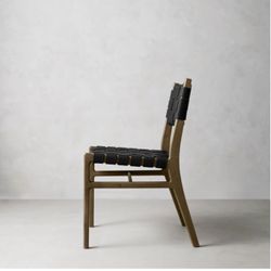 2 Williams Sonoma Home Stratton Leather/Wood Dining Chairs