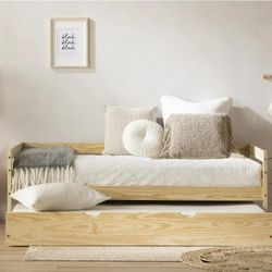 Daybed With Trundle Bed Soild Wood Unfinished 