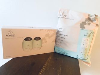 Zomee Fit Wearable Breast Pumps w/ Milk Storage bags
