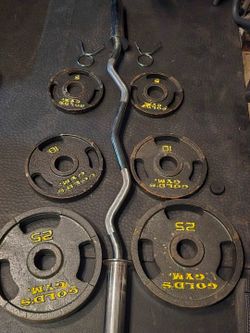 Gold's Gym EZ Curl Bar with Weight Plates Set