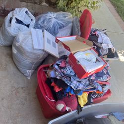 Bags Of Clothes And 1 Pair Of Nike Shoes 