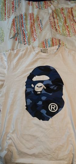 Bathing ape shirt white and blue size 2XL