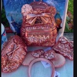 Disney Parks Exclusive - LoungefIy Mini Backpack - Rose Gold Set NWT Pick up location in the city of Pico Rivera 