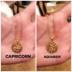 18K Yellow Gold Filled Zodiac Sign Pendant Chain (Capricorn, Aquarius, Pisces, Aries, Taurus, Gemini, Cancer, Leo, Virgo, Libra, Scorpio, Sagittarius)