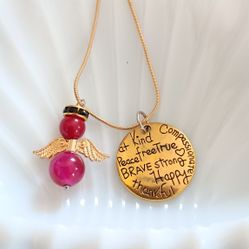 2 Angel Necklaces With Positive Sayings On Them