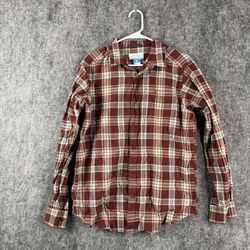 Columbia Long Sleeve Button-Up Shirt Size S Red Plaid 100% Cotton Casual Outdoor