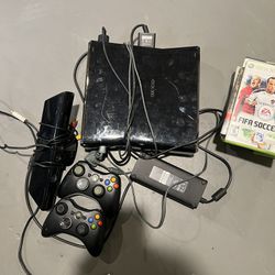 Xbox 360 With Controllers Games And Camera Peice