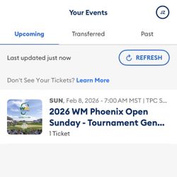 3 Single Waste Management Open Tickets Sunday