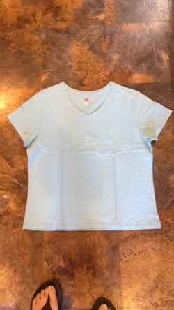 Hanes Perfect  T . V-Neck S/S  Aqua Blue XL