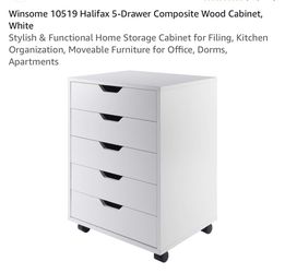 5-Drawer Composite Wood Cabinet, White