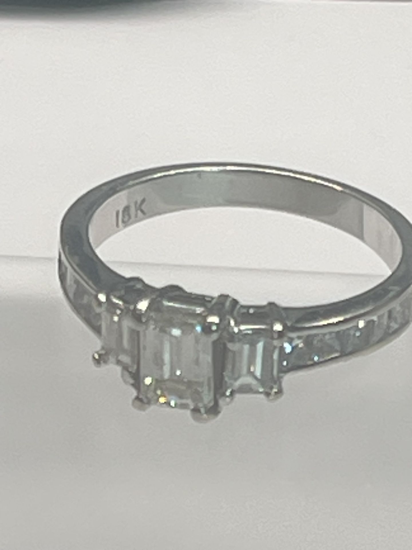 Emerald And Princess Cut 18kw Carat Gold Ring