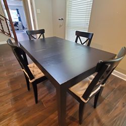 Ikea Dining Table & 4 Chairs (Black/Brown)