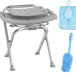 Folding Shower Chair for Inside Shower, Stainless Steel Foldable Shower Stool, 400lbs