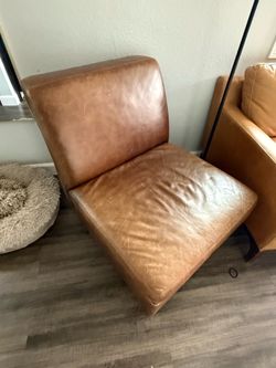 Modern Genuine Leather Chair – Cognac