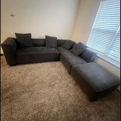 Charcoal Grey Polyester Sectional 