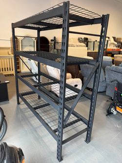 4-Tier Industrial Steel Shelving Unit, 8,000-Pound Load Capacity, Garage Storage Rack, 72" W x 24" D x 72" H Adjustable shelf heights, 2, 000-lb. capa