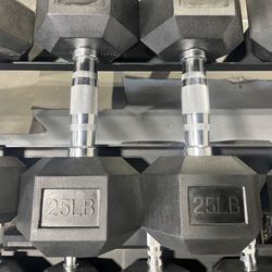 Hex Rubber Dumbbell Pair 25lb BRAND NEW Vesta Fitness - $59.50+tax