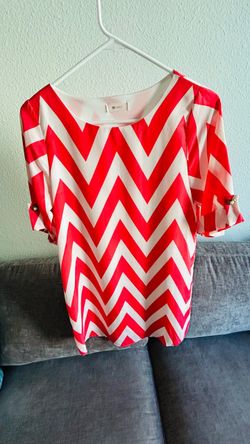 Everly Hot Pink and White Chevron Blouse