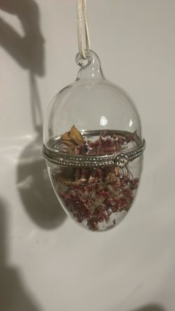 Vintage Glass Hanging Ornament | Dried Florals