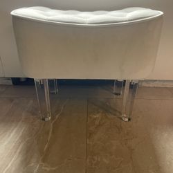 Gray Ottoman With Acrylic Legs