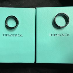 Excellent Authentic Tiffany & Co 1837 Medium Titanium Rings 9.5 and 6