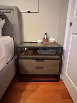 Crate & Barrel Nightstand, Dresser Chest and Mirror