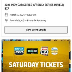 Nascar tickets for Saturday March 7th with infield passes!