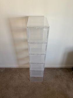 6 Pack Hard Plastic Stackable Clear Shoe Storage Boxes, clear