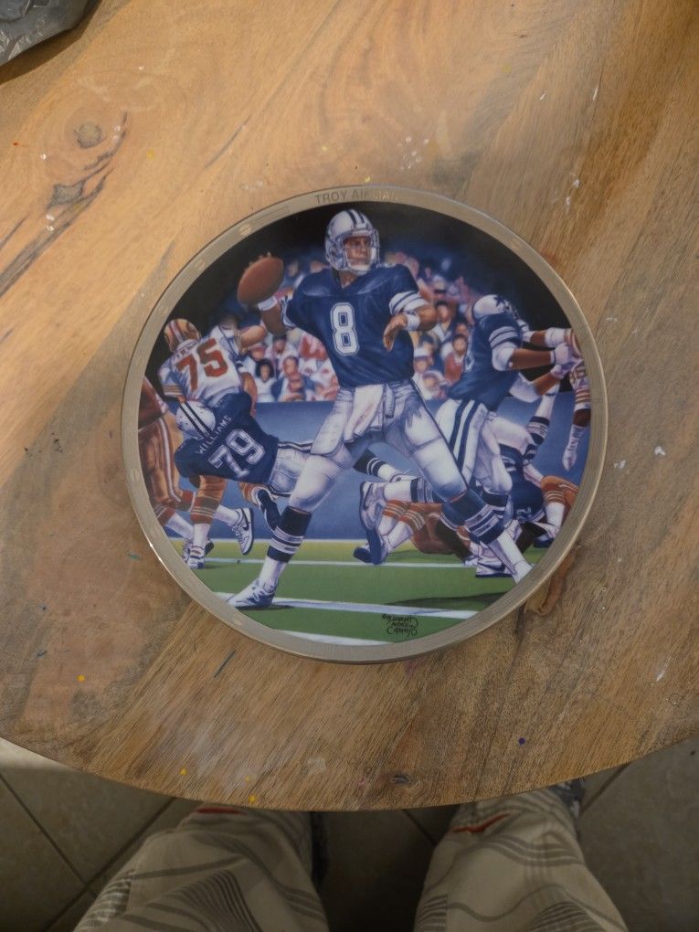 Vintage Troy Aikman Collectors Plate NFL Dallas Cowboys