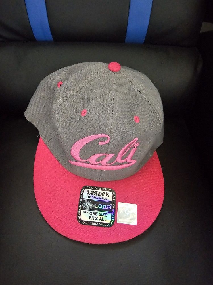 CALI California Republic Vintage Style Flat Bill Snapback Black/Hot Pink