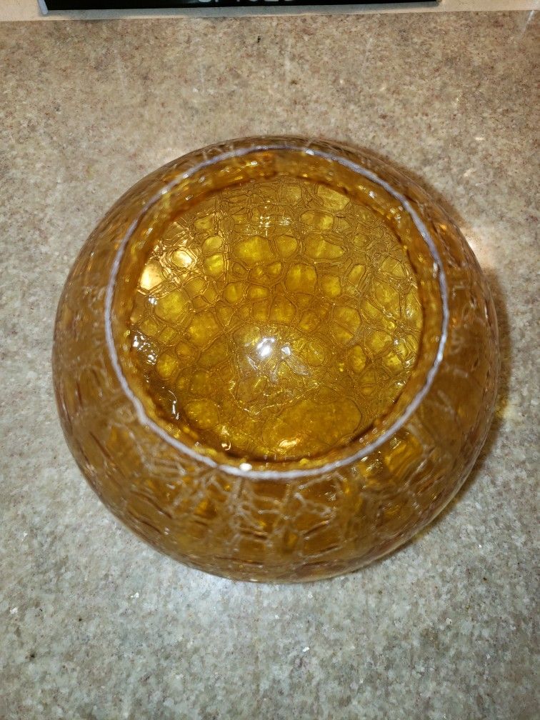 Antique Crackle Glass Spherical Lampshade 3.25" Getter