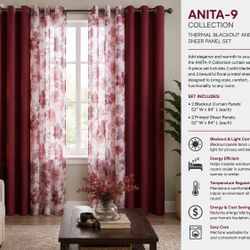 ANITA-9 Thermal Blackout & Sheer Curtain Set ❤️🌸