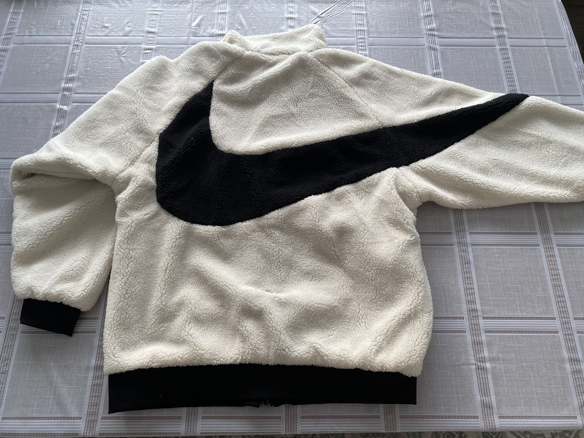 Nike Reversible Fleece Rain Jacket Big Swoosh White Black Men’s Large