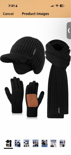 Crestride Black Knit Winter Hat, Scarf & Gloves Set