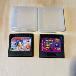 2-Sega Game Gear Games 1995 Super Columns,Sonic The Hedgehog w/Cases Tested Good