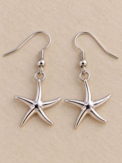Silver Starfish Dangle Earrings