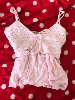 Pink Crochet Ruffle Cami Top