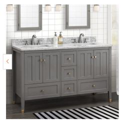 New 60'' Double Bathroom Vanity with Marble Top