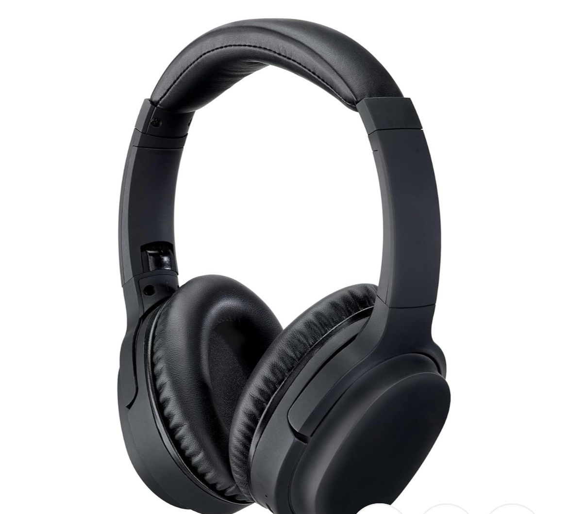 Electronics Active Noise Cancellation Bluetooth Headphones, Adjustable Headband, Includes 3.5mm Audio Cable, Black (IAHN40B)