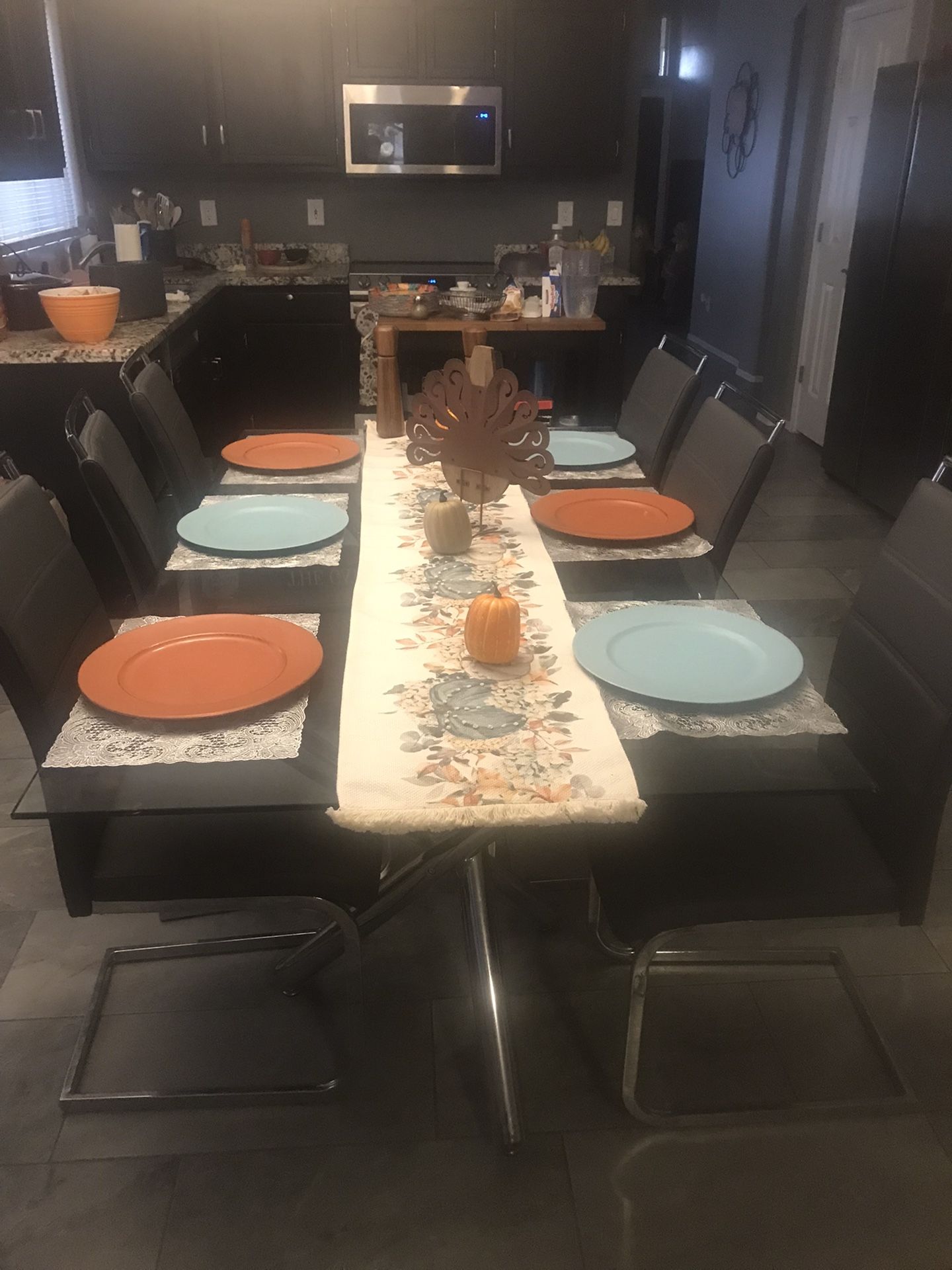 Rectangle Glass Dining Table With 6chairs