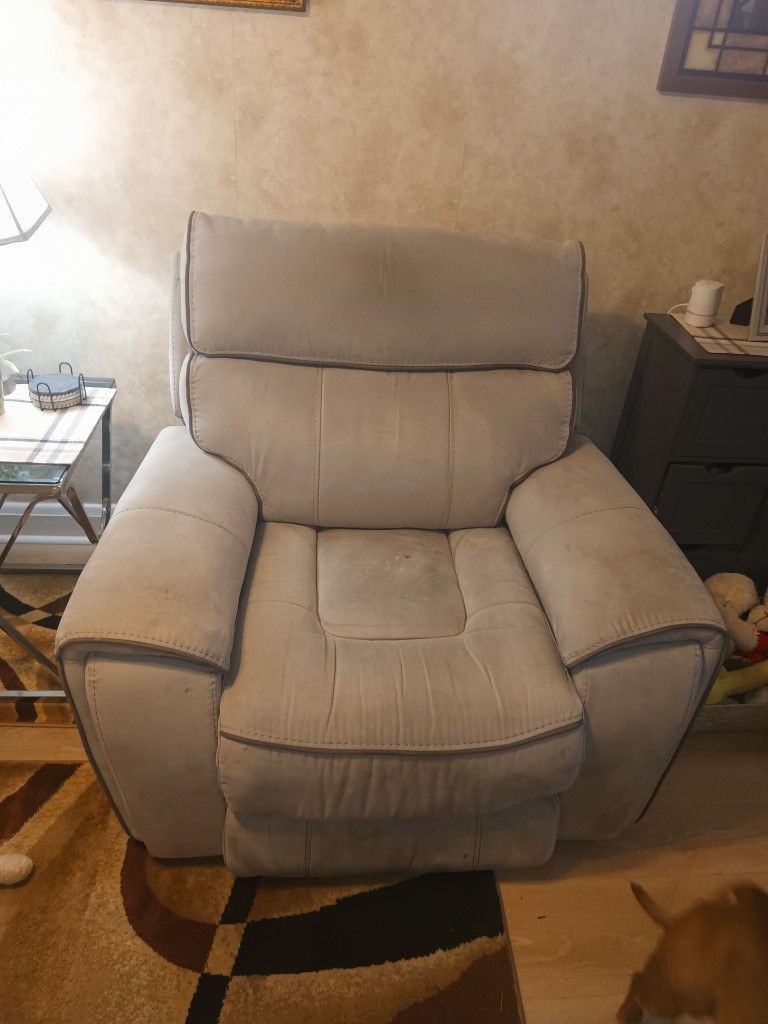 Gray Suede Electric Recliner