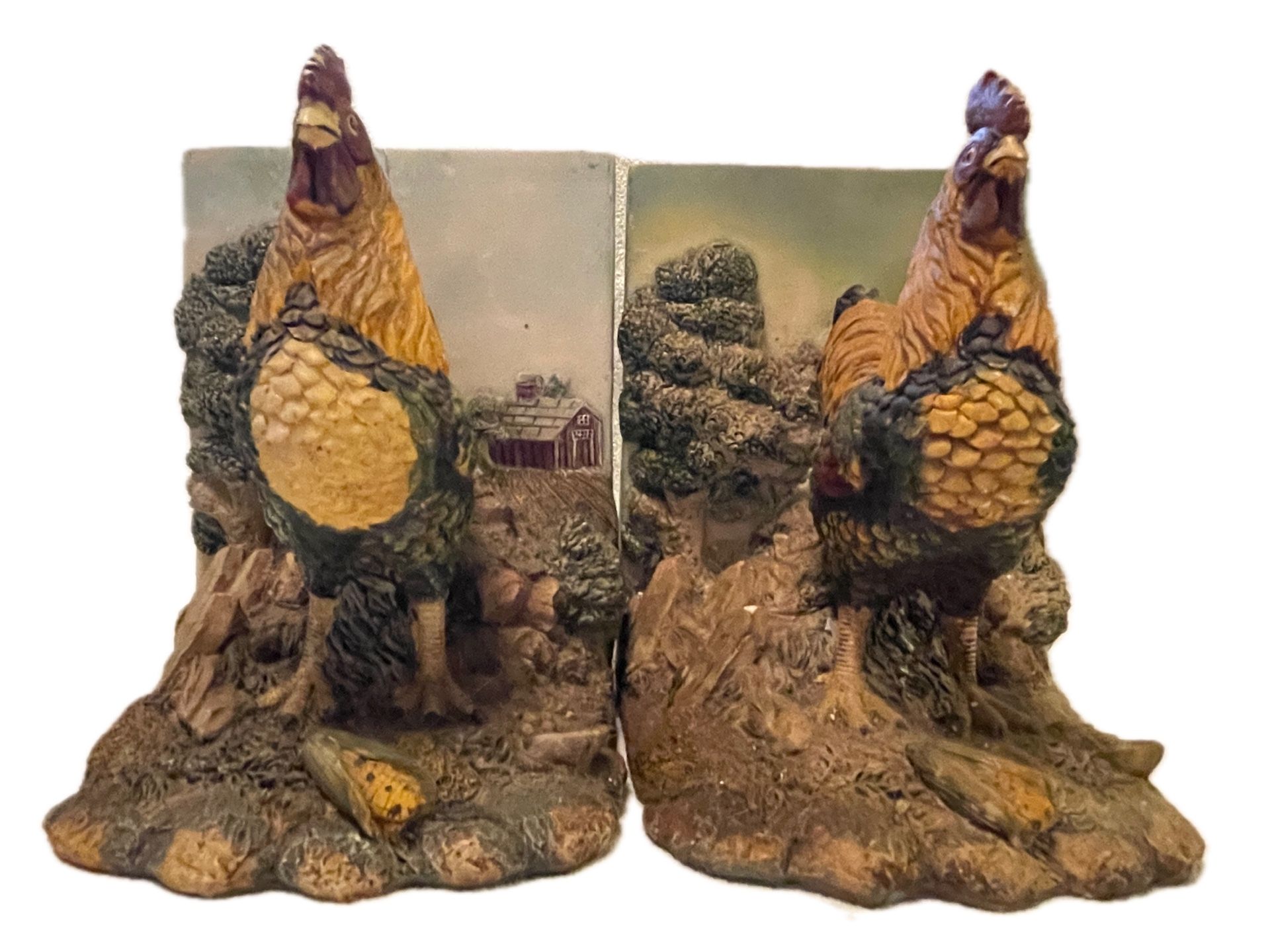 Set of Rooster Bookends 