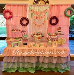 Donut theme party decor candy table