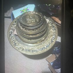 Brass Wall Plate Decor Antique Victorian 3D Hand Made Sculpting