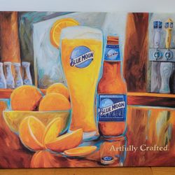 Blue Moon beer. Canvas print