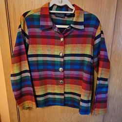 Rainbow Willow Ridge Blazer Top Shirt Button Down Vintage 