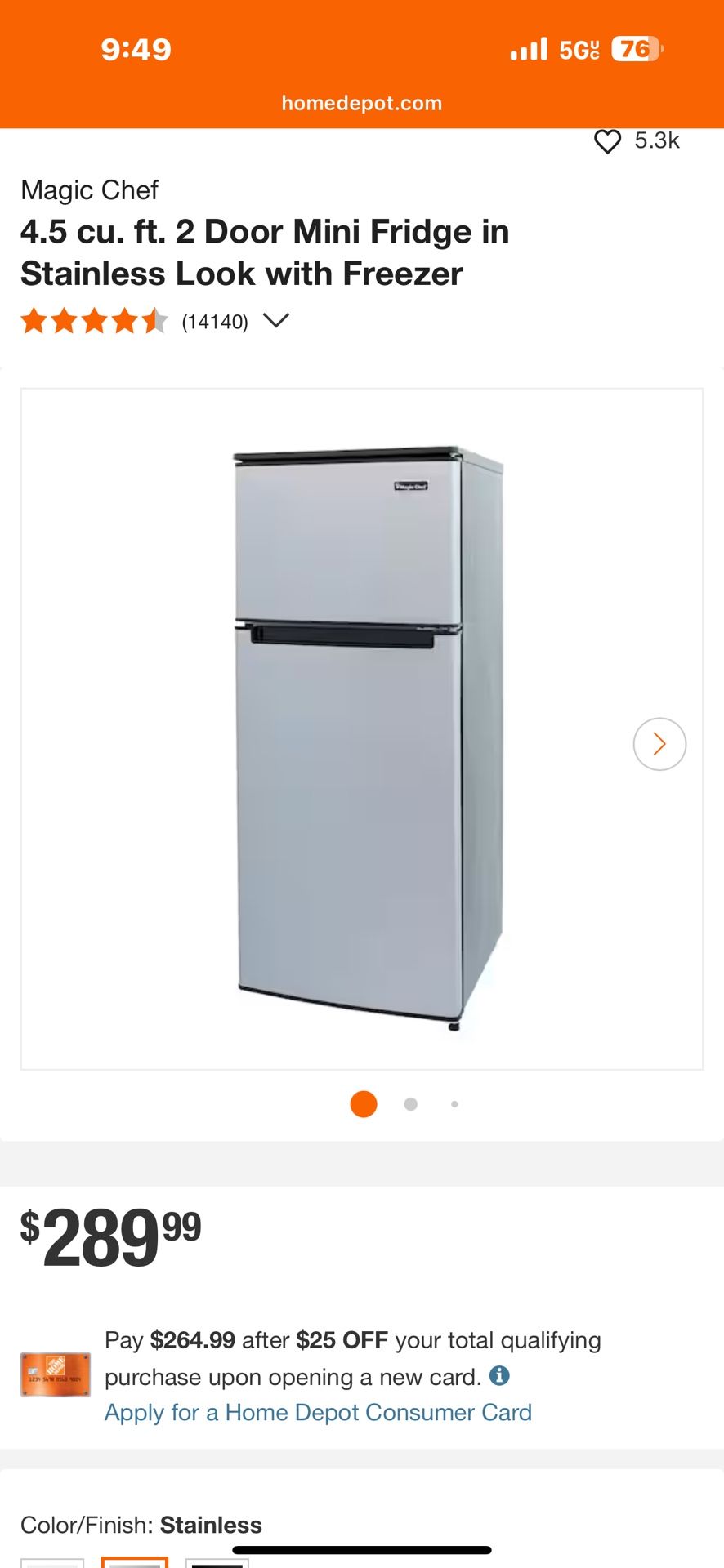 Magic Chef 4.5 Ft.³ Fridge With Freezer